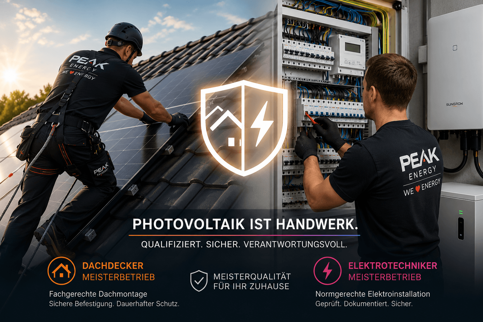 Fachgerechte Montage einer Photovoltaikanlage durch einen qualifizierten Handwerksbetrieb