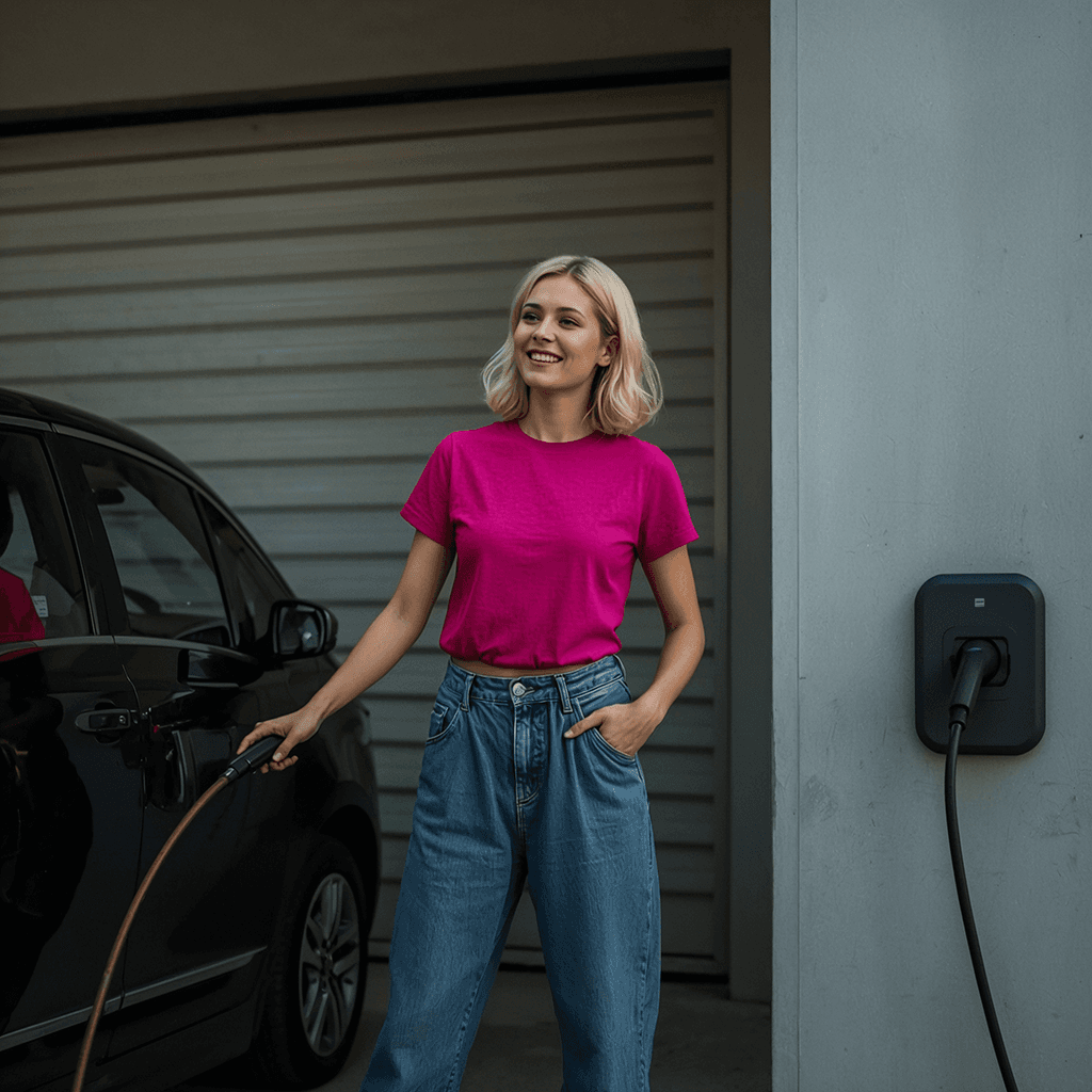 Wallbox und E-Auto am Einfamilienhaus