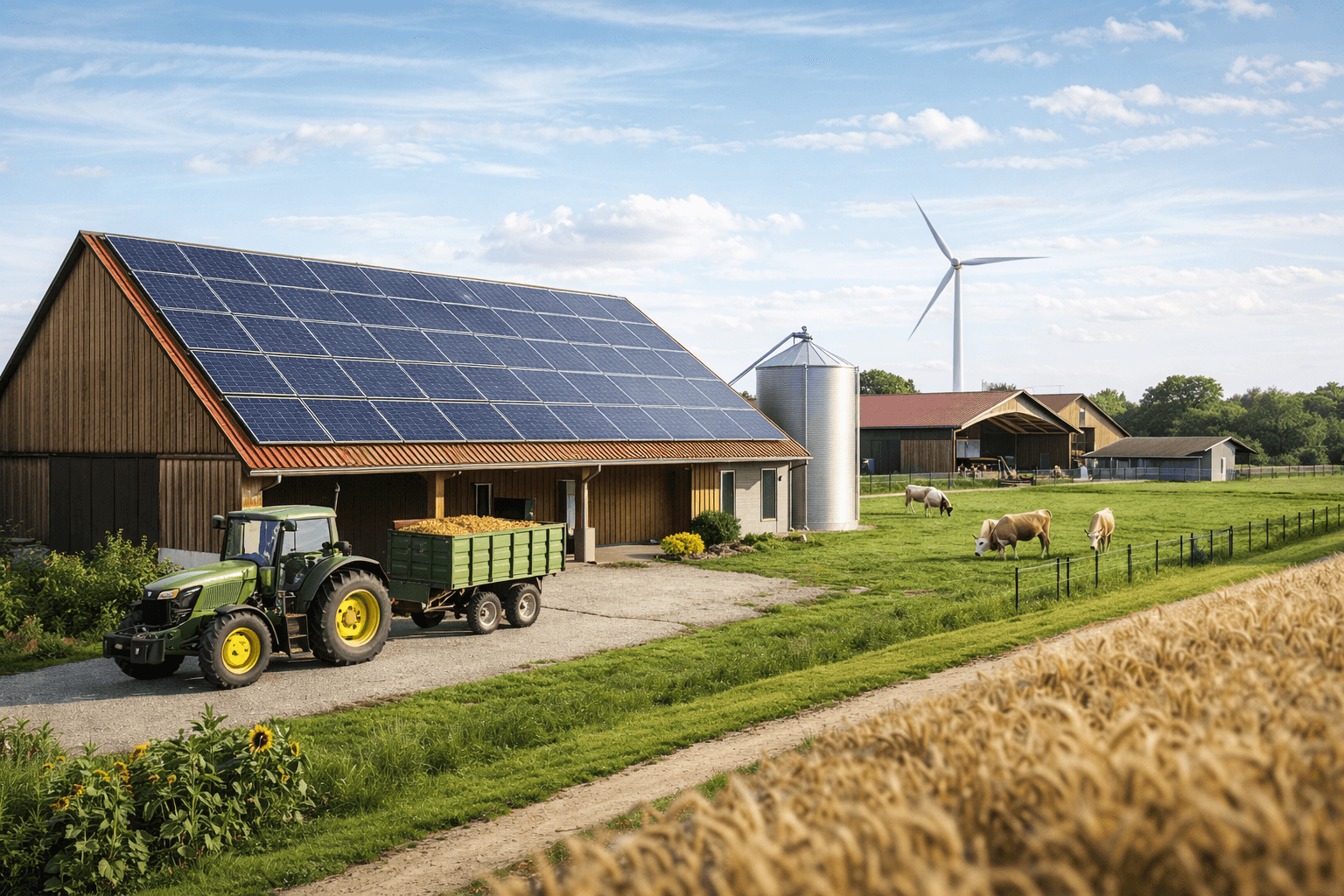 Landwirtschaftlicher Betrieb mit PV und Maschinen