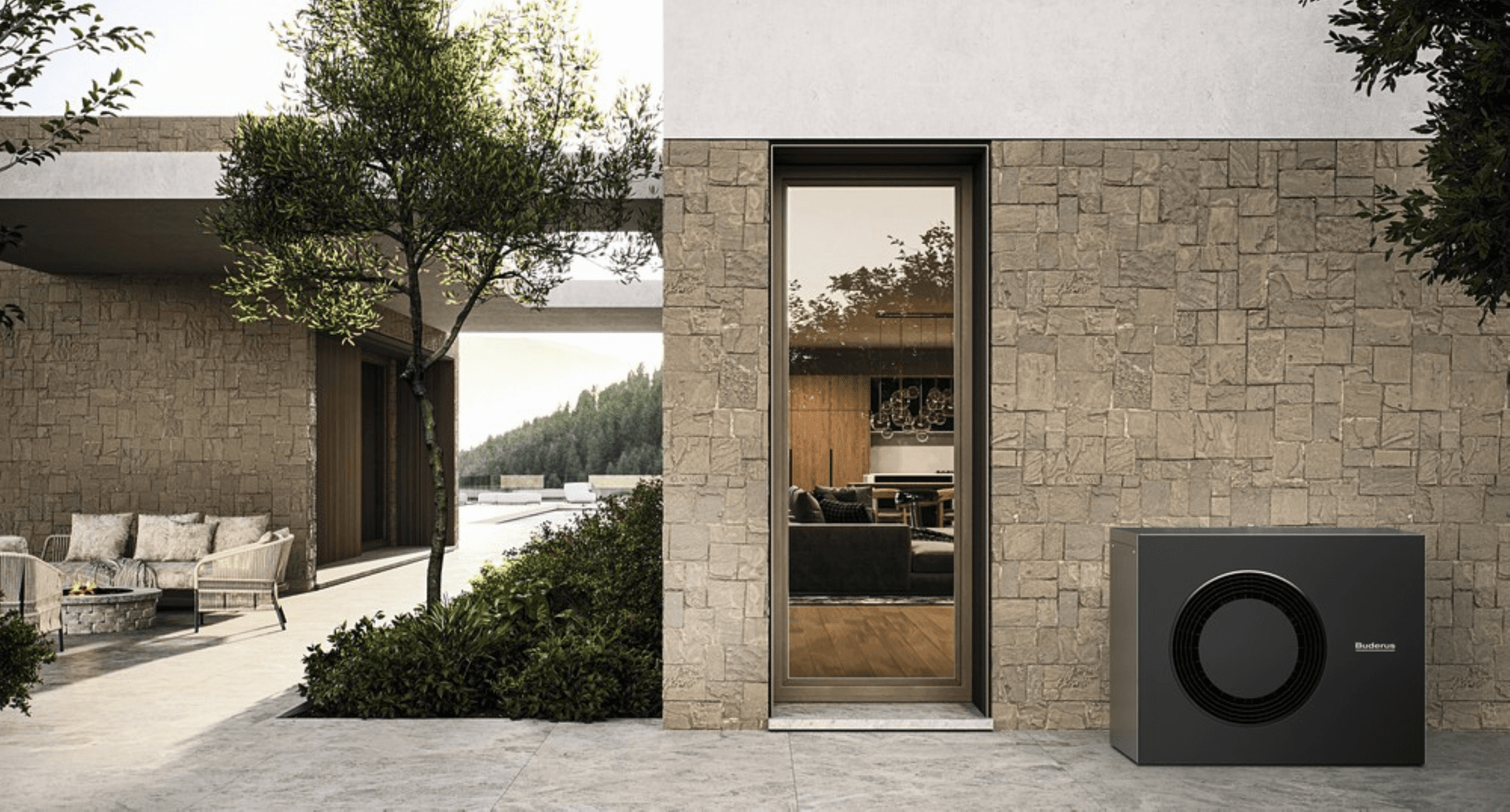 Luft/Wasser-Wärmepumpe am Haus