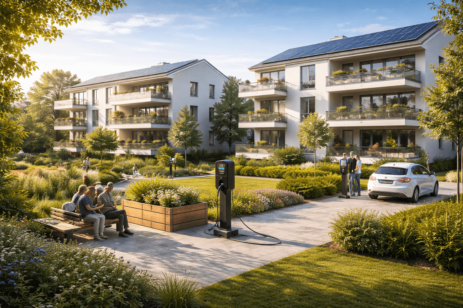 Mehrfamilienhaus mit PV und Ladeinfrastruktur